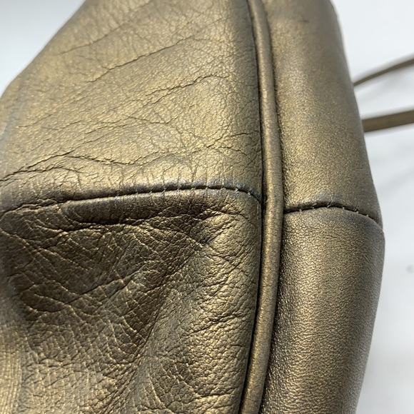 Mima Venezi Italian Leather purse Taupe silver gold braiding - Picture 6 of 8